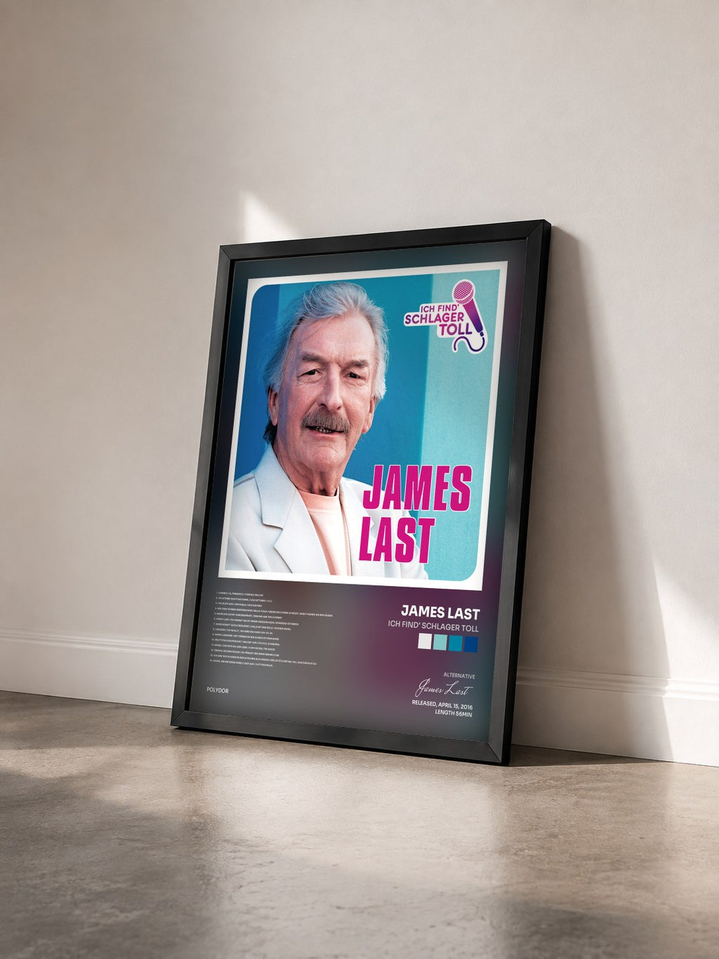 #noir Tableau de l'album Ich find' Schlager toll de James Last vu de trois quarts, cadre noir