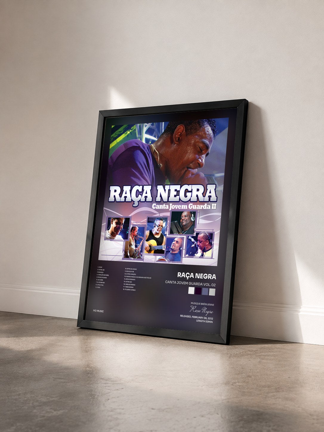 #noir Tableau de l'album Canta Jovem Guarda Vol. 02 de Raça Negra vu de trois quarts, cadre noir
