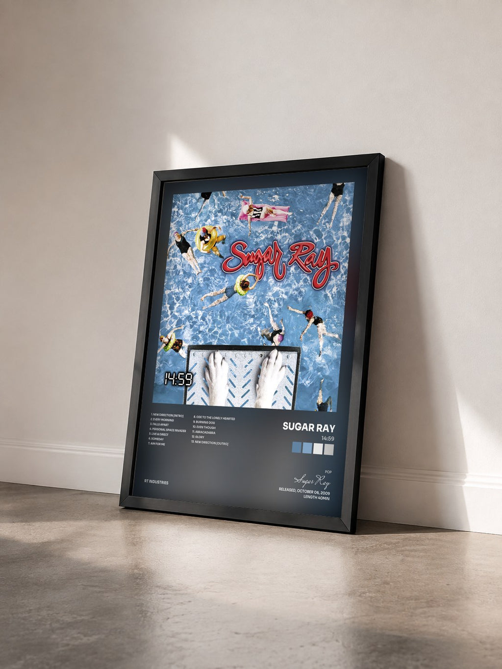 #noir Tableau de l'album 14:59 de Sugar Ray vu de trois quarts, cadre noir