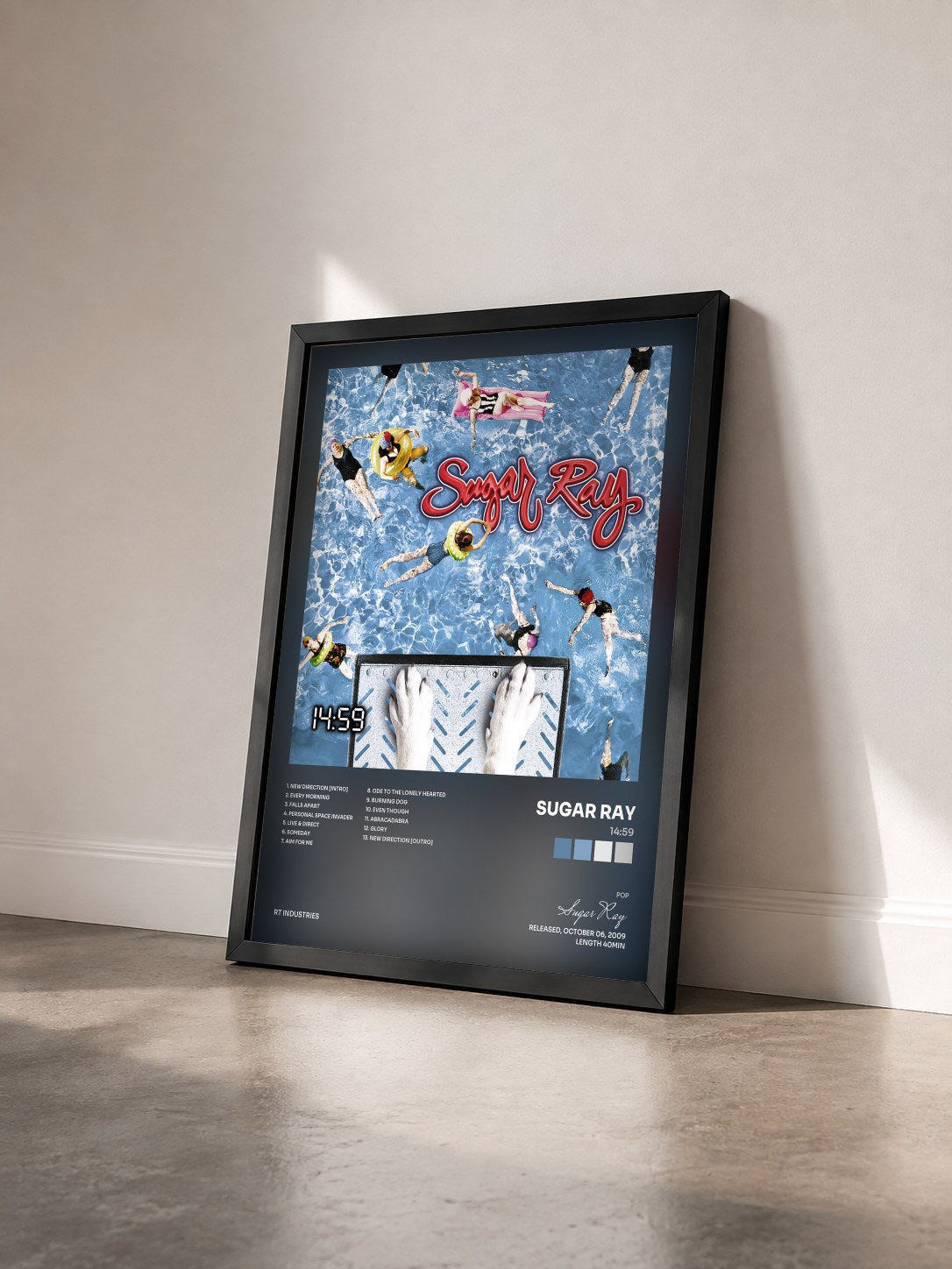 #noir Tableau de l'album 14:59 de Sugar Ray vu de trois quarts, cadre noir