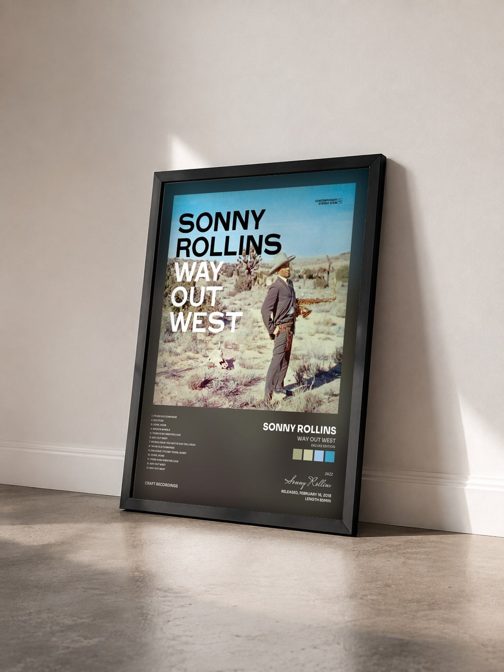 #noir Tableau de l'album Way Out West (Deluxe Edition) de Sonny Rollins vu de trois quarts, cadre noir