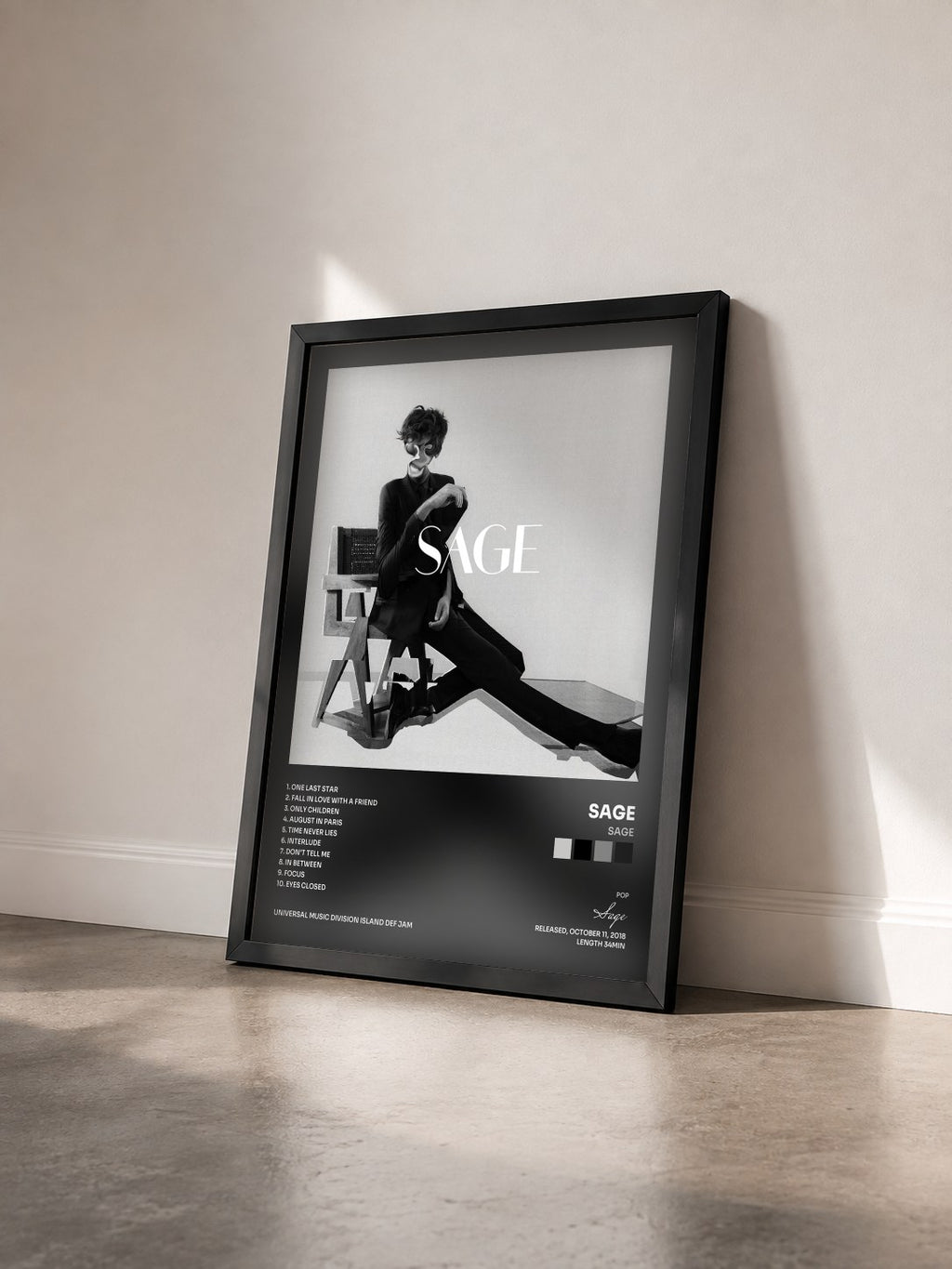 #noir Tableau de l'album Sage de Sage vu de trois quarts, cadre noir