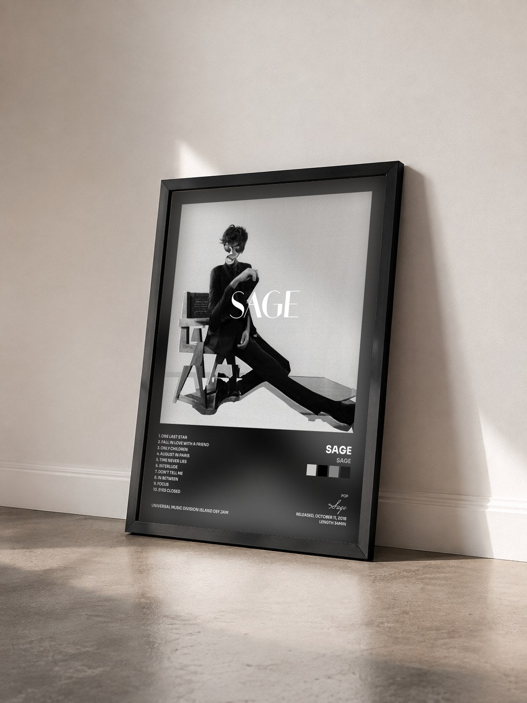 #noir Tableau de l'album Sage de Sage vu de trois quarts, cadre noir