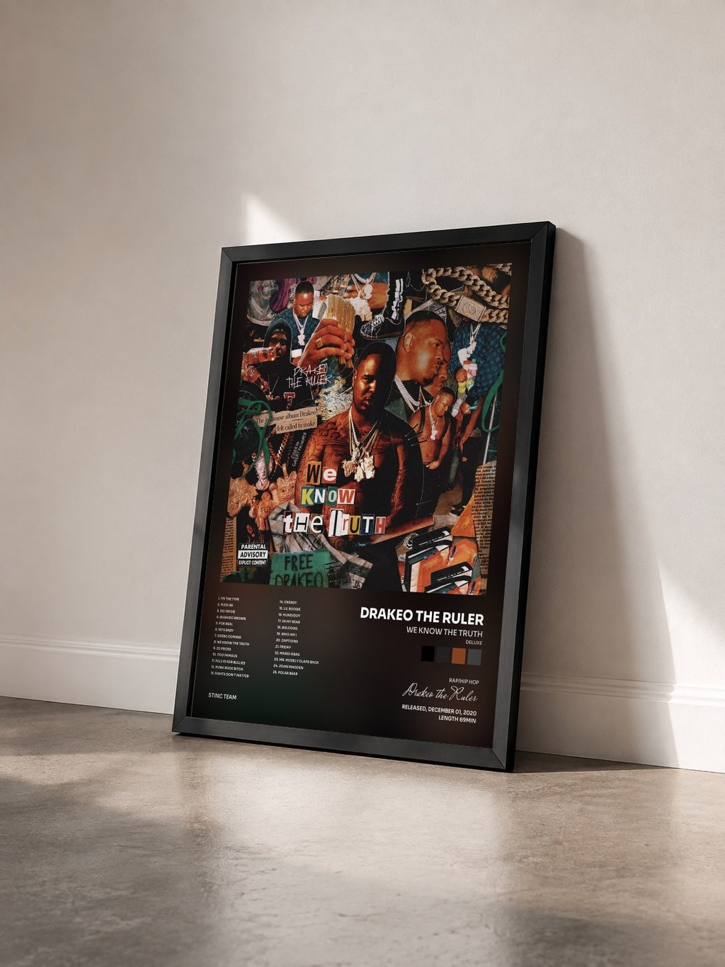 #noir Tableau de l'album We Know the Truth (Deluxe) de Drakeo the Ruler vu de trois quarts, cadre noir
