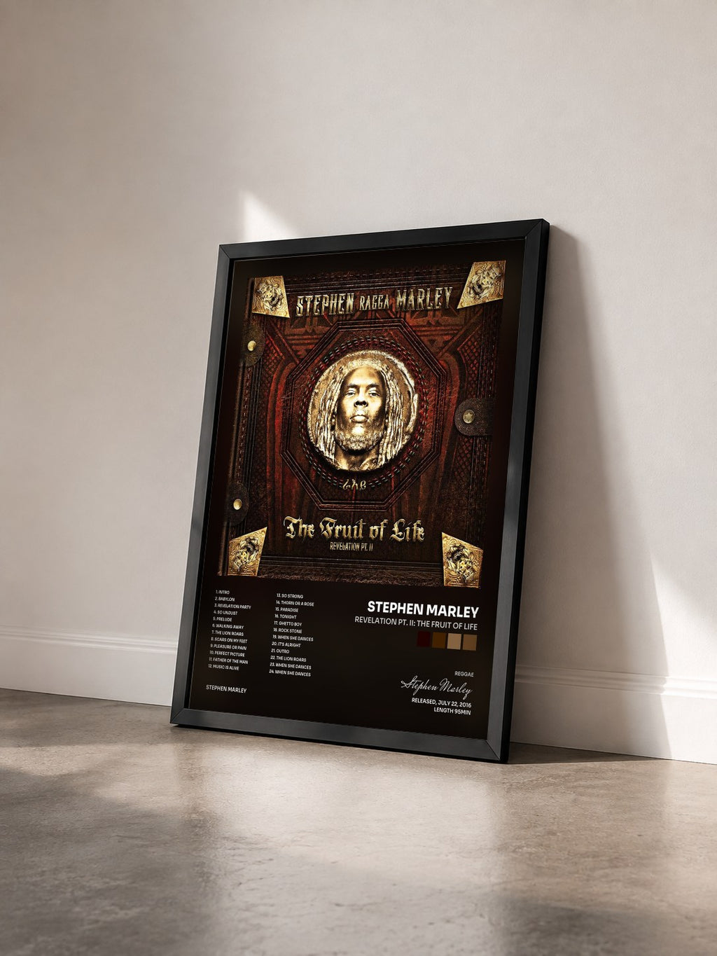 #noir Tableau de l'album Revelation Pt. II: The Fruit of Life de Stephen Marley vu de trois quarts, cadre noir