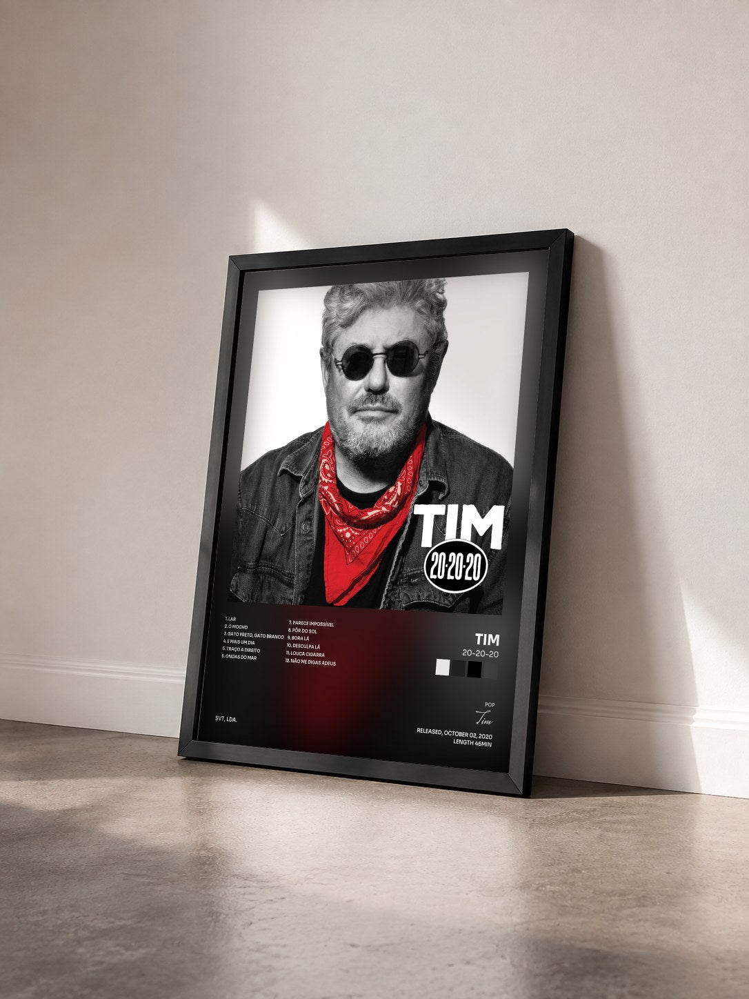 #noir Tableau de l'album 20-20-20 de Tim vu de trois quarts, cadre noir