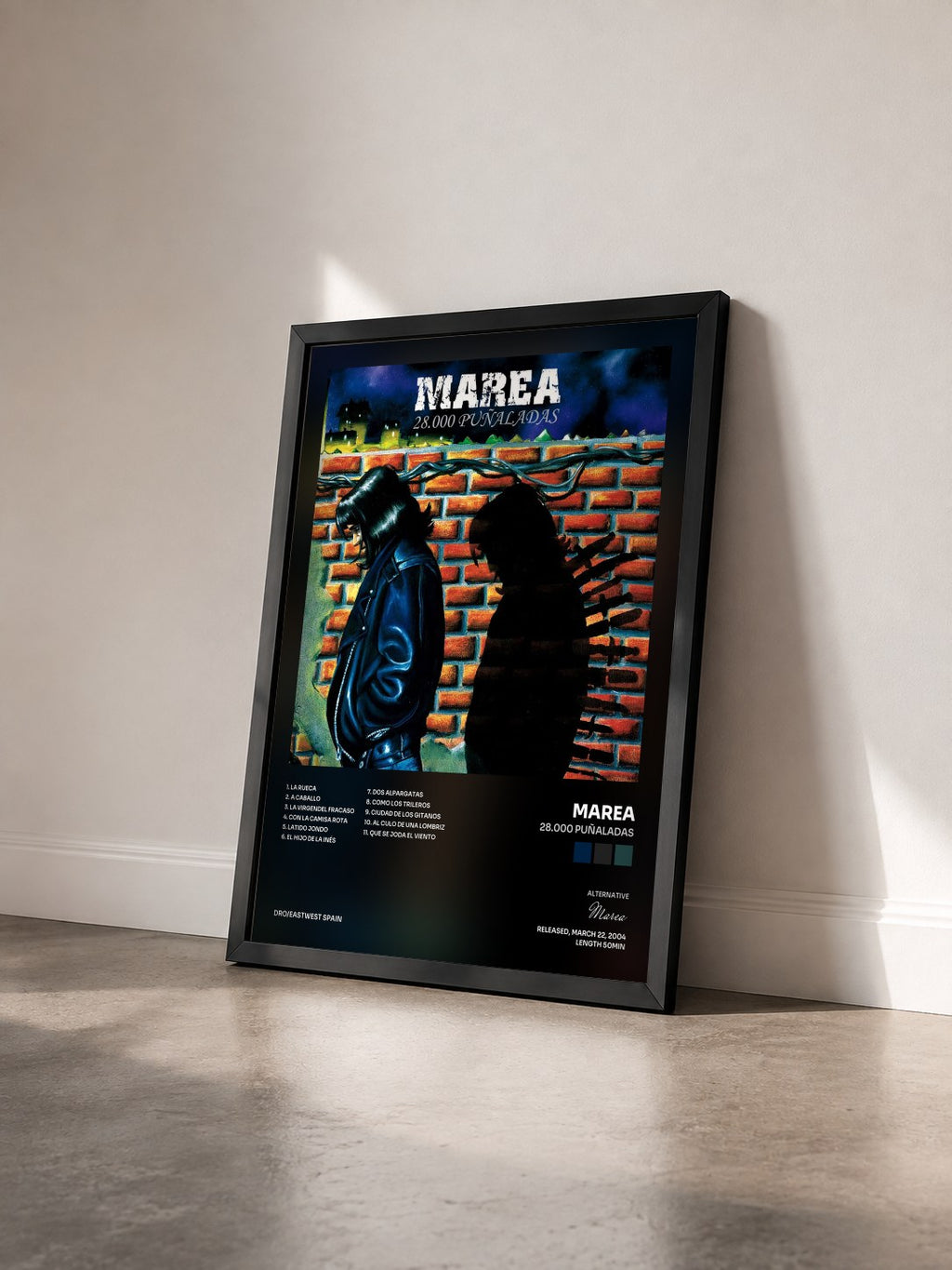 #noir Tableau de l'album 28.000 puñaladas de Marea vu de trois quarts, cadre noir
