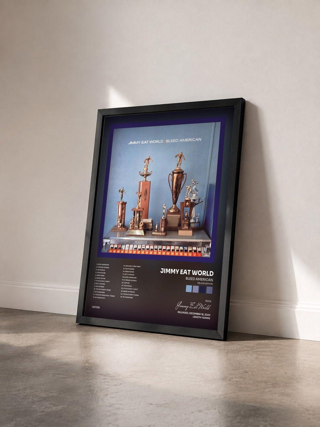 #noir Tableau de l'album Bleed American (Deluxe Edition) de Jimmy Eat World vu de trois quarts, cadre noir