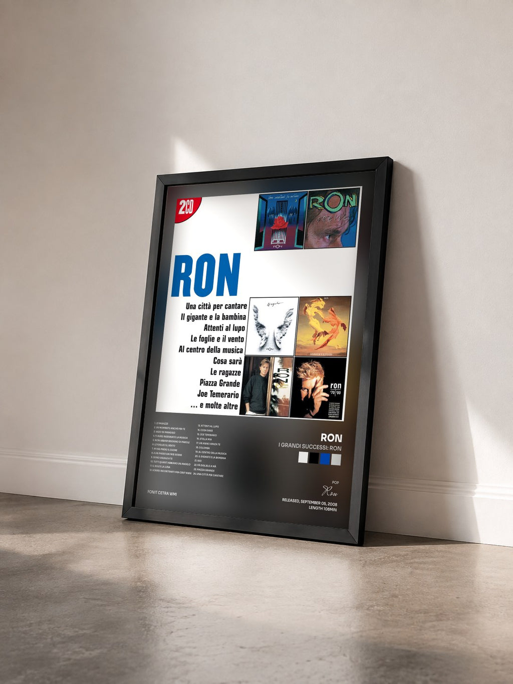 #noir Tableau de l'album I Grandi Successi: Ron de Ron vu de trois quarts, cadre noir
