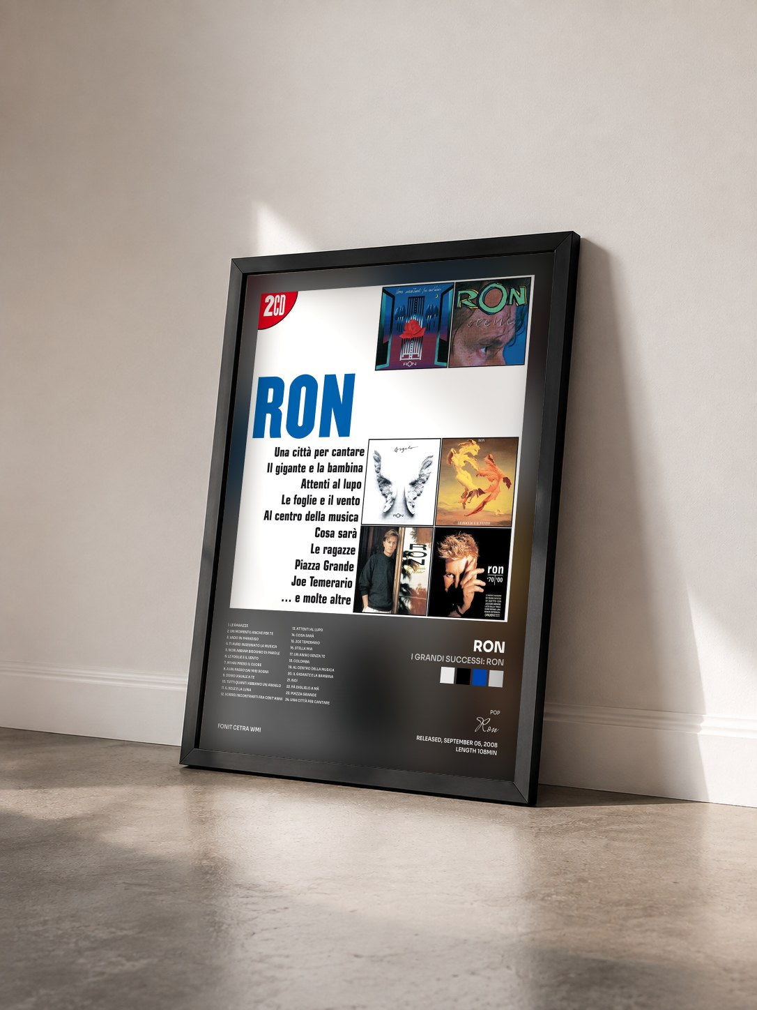 #noir Tableau de l'album I Grandi Successi: Ron de Ron vu de trois quarts, cadre noir