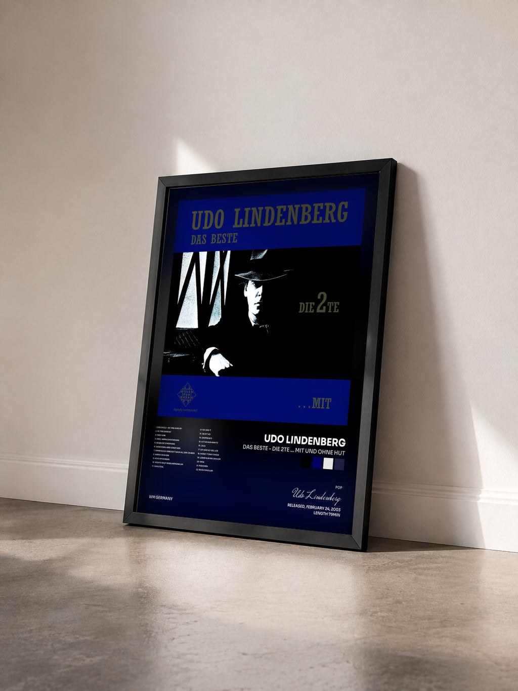 #noir Das Beste - Die 2te ... Mit und ohne Hut di Udo Lindenberg in stampa incorniciata vista di tre quarti, cornice nera