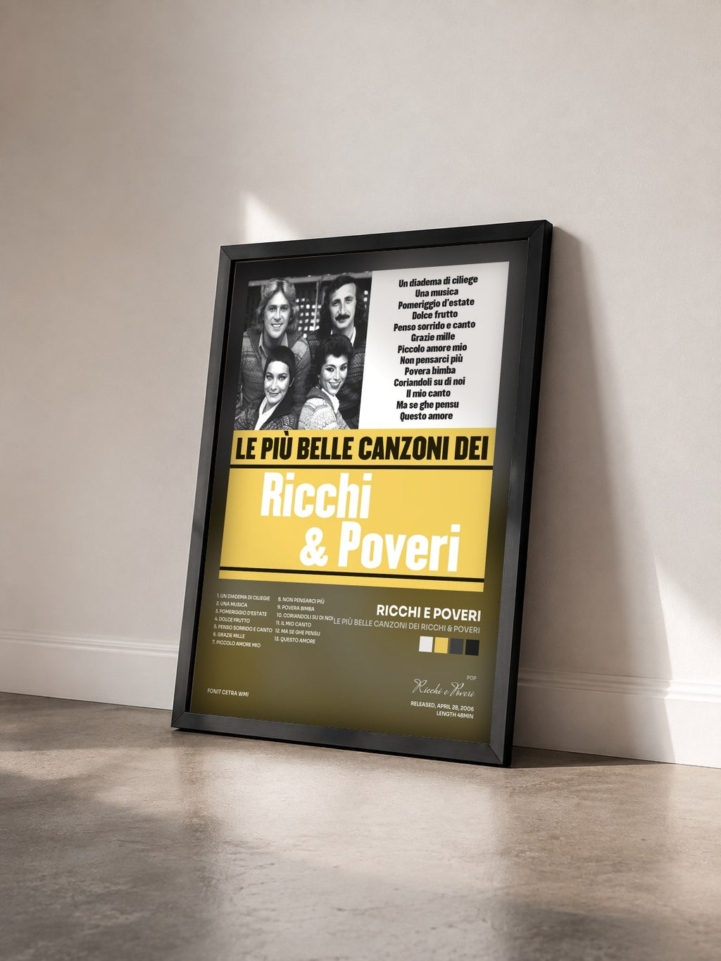 #noir Tableau de l'album Le più belle canzoni dei Ricchi & Poveri de Ricchi e Poveri vu de trois quarts, cadre noir