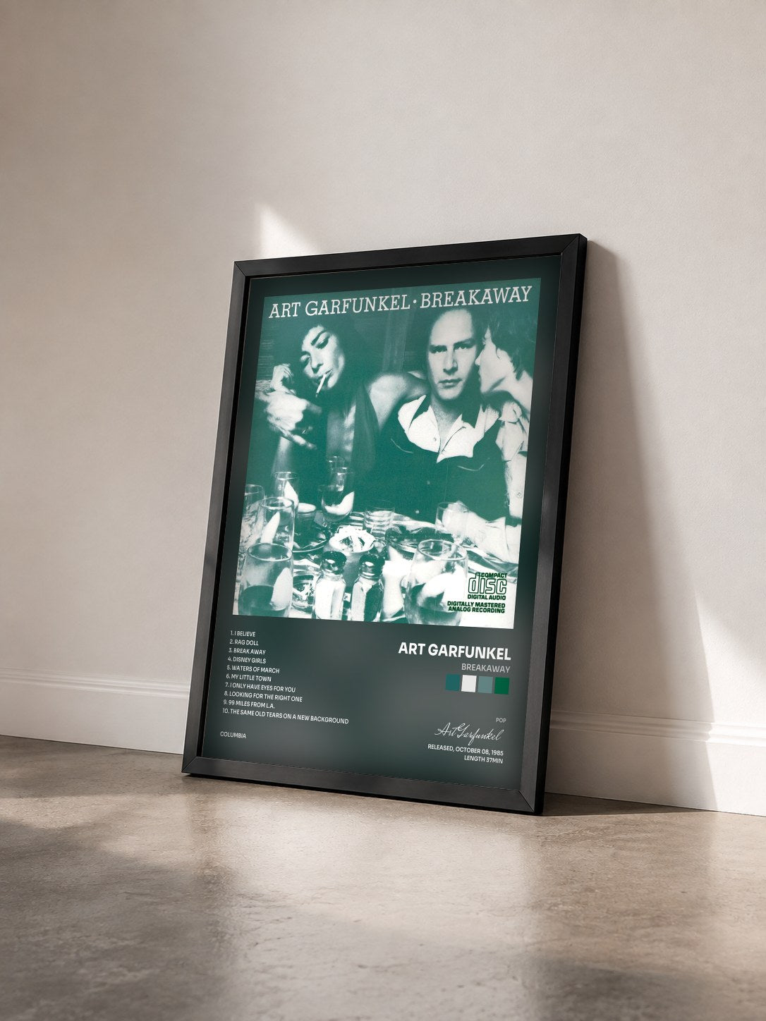 #noir Tableau de l'album Breakaway de Art Garfunkel vu de trois quarts, cadre noir
