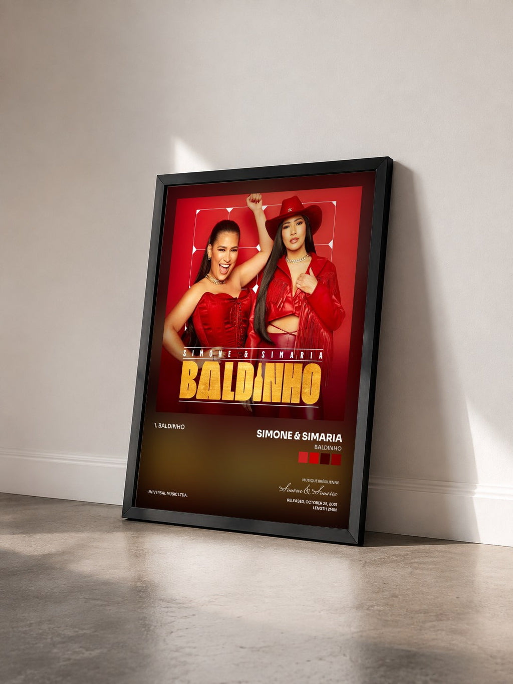 #noir Tableau de l'album Baldinho de Simone & Simaria vu de trois quarts, cadre noir