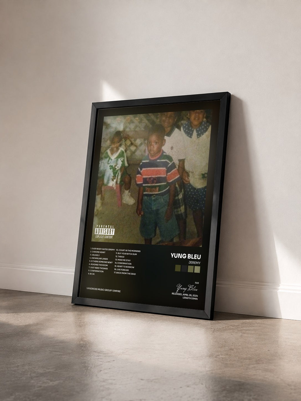 #noir Tableau de l'album Jeremy de Yung Bleu vu de trois quarts, cadre noir
