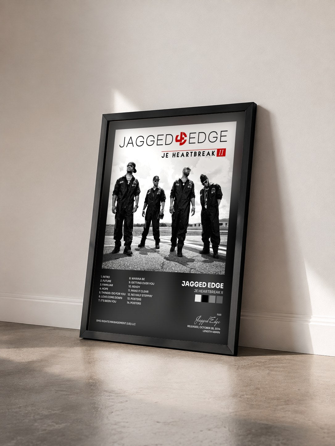 #noir Tableau de l'album JE Heartbreak II de Jagged Edge vu de trois quarts, cadre noir