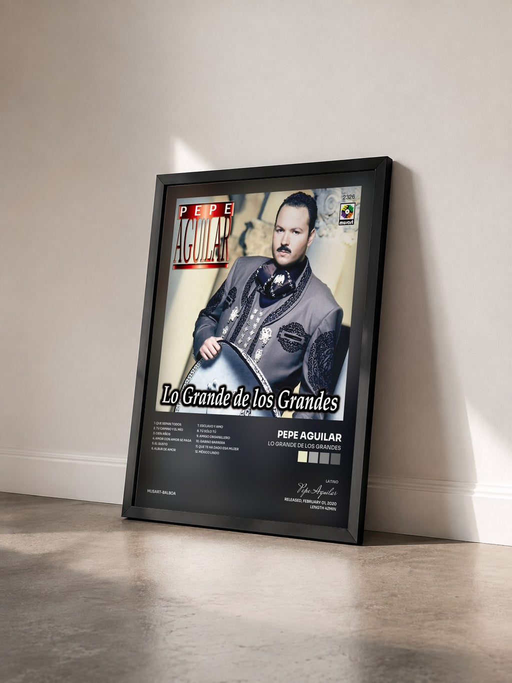 #noir Lo Grande De Los Grandes di Pepe Aguilar in stampa incorniciata vista di tre quarti, cornice nera