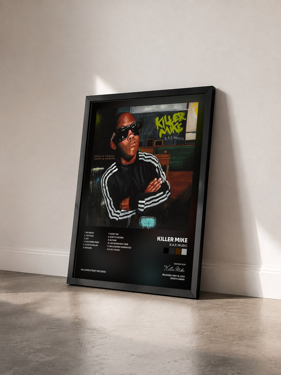 #noir Tableau de l'album R.A.P. Music de Killer Mike vu de trois quarts, cadre noir