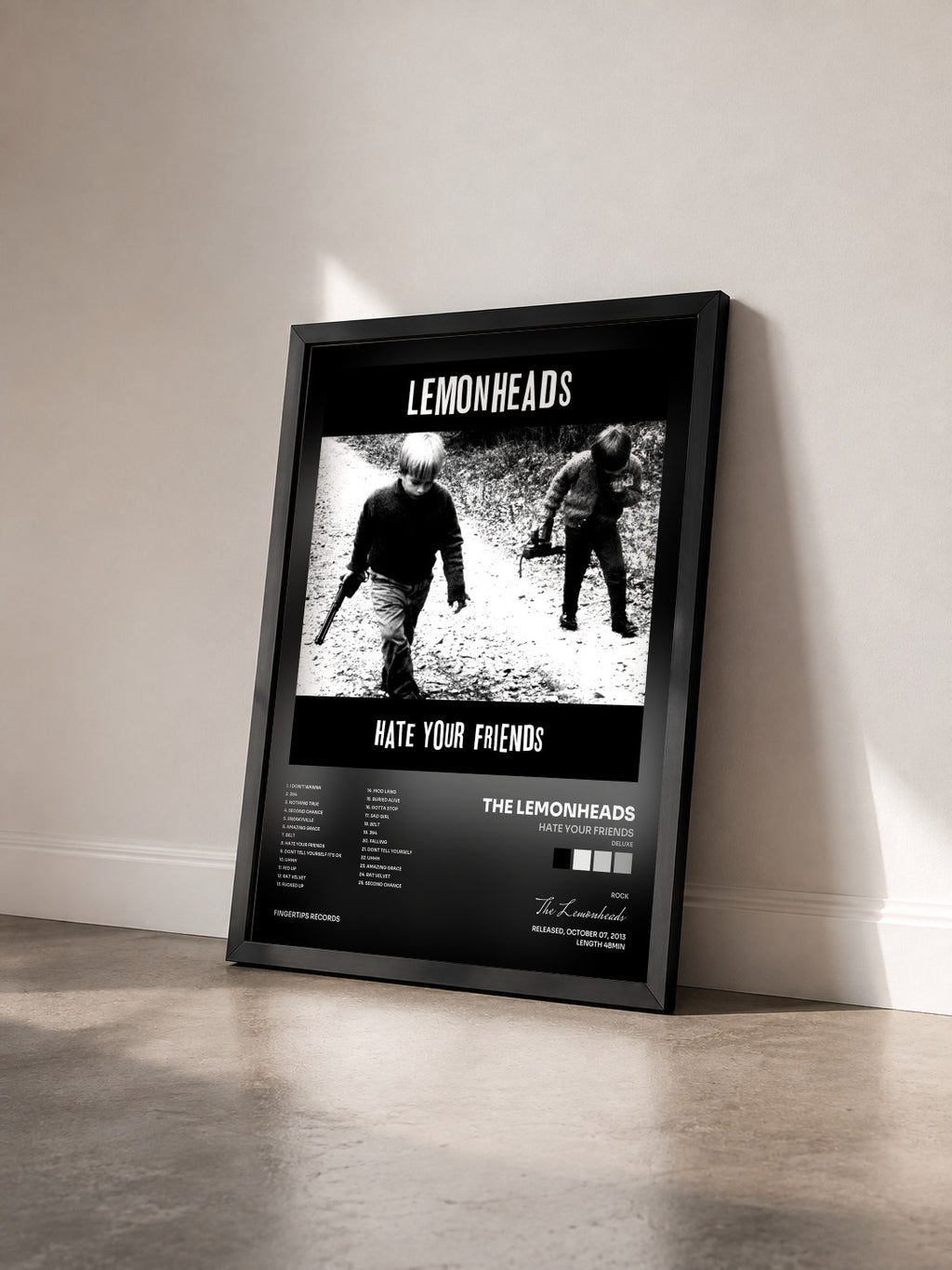 #noir Tableau de l'album Hate Your Friends (Deluxe) de The Lemonheads vu de trois quarts, cadre noir