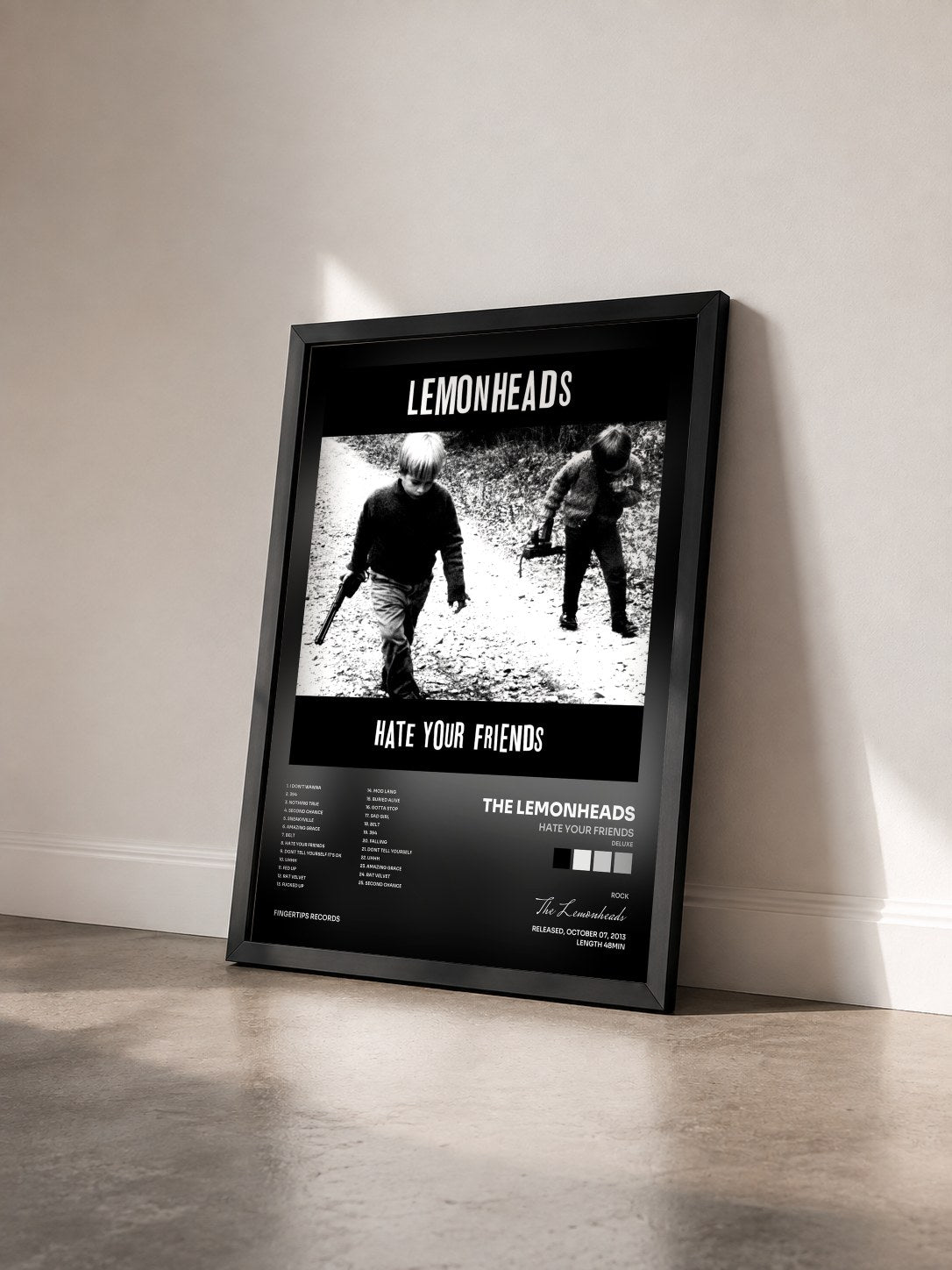 #noir Tableau de l'album Hate Your Friends (Deluxe) de The Lemonheads vu de trois quarts, cadre noir