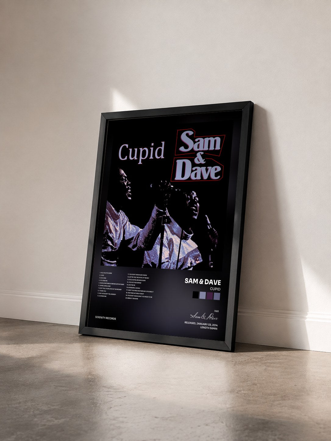 #noir Tableau de l'album Cupid de Sam & Dave vu de trois quarts, cadre noir