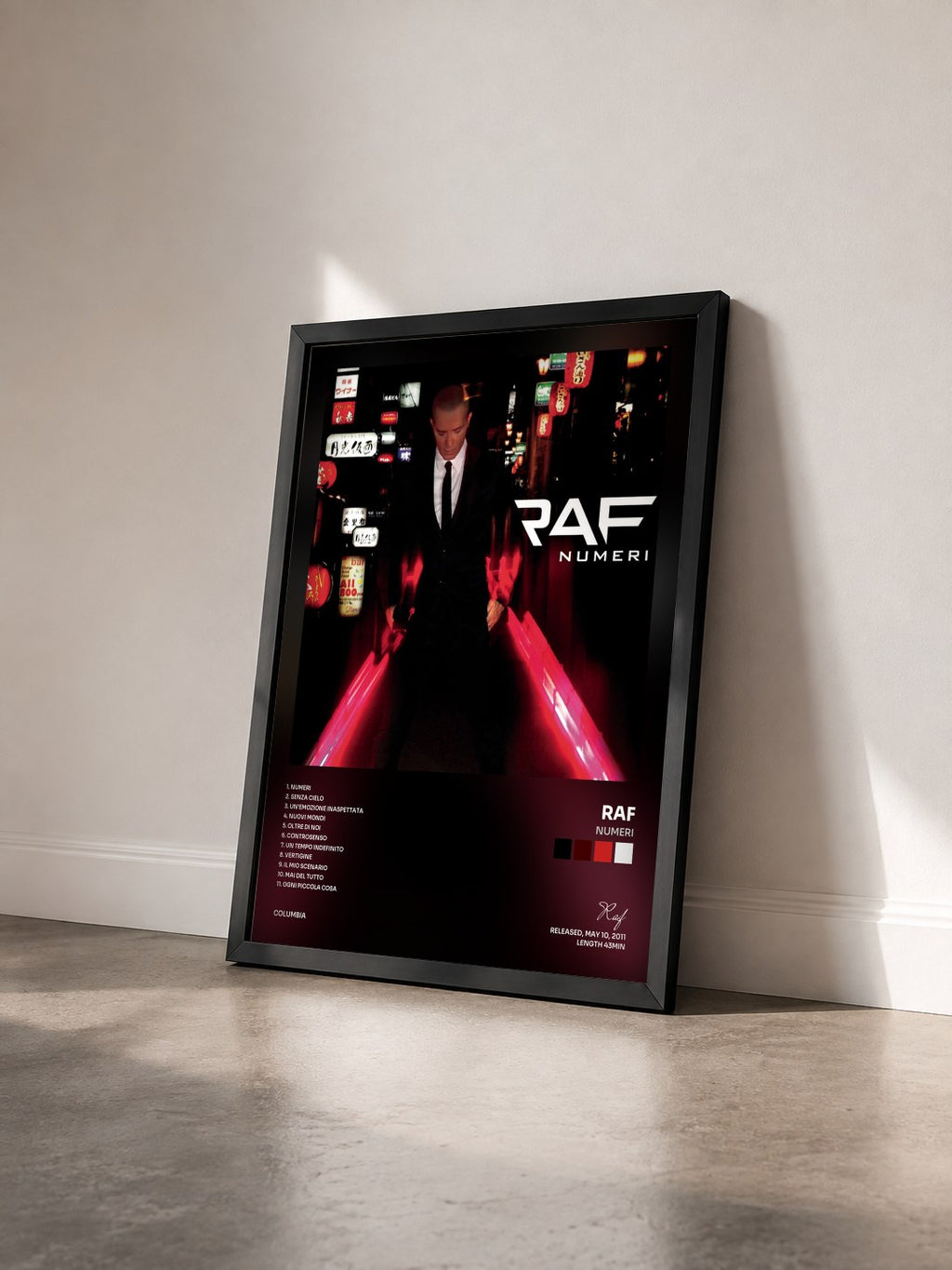 #noir Tableau de l'album Numeri de Raf vu de trois quarts, cadre noir