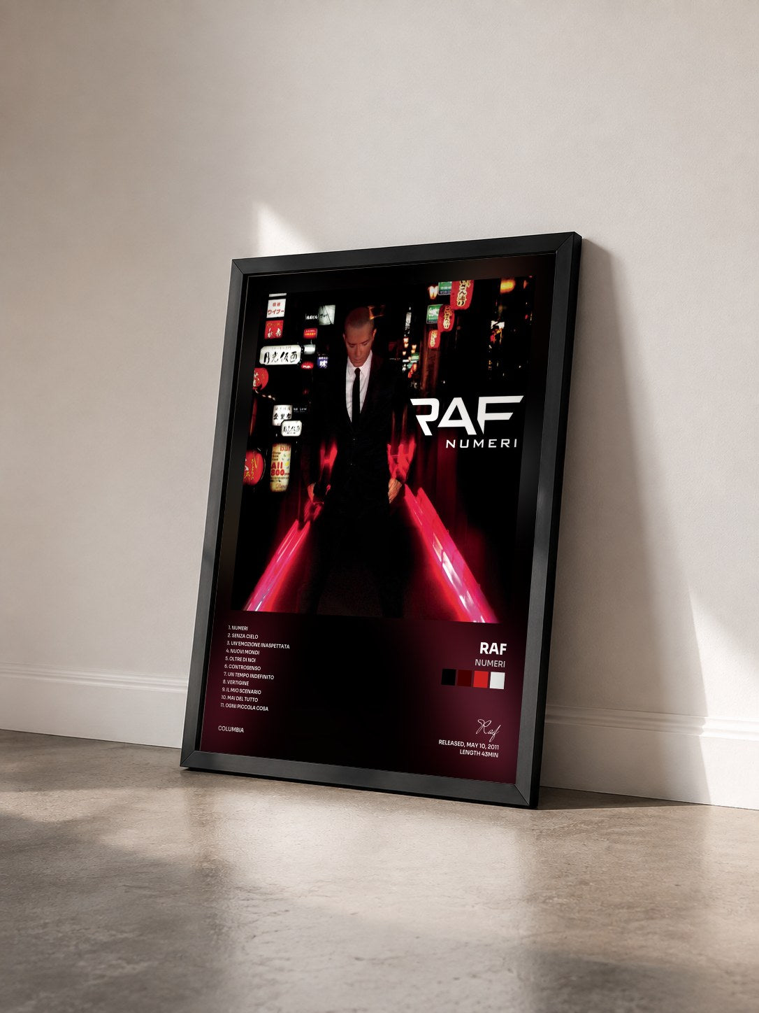 #noir Tableau de l'album Numeri de Raf vu de trois quarts, cadre noir