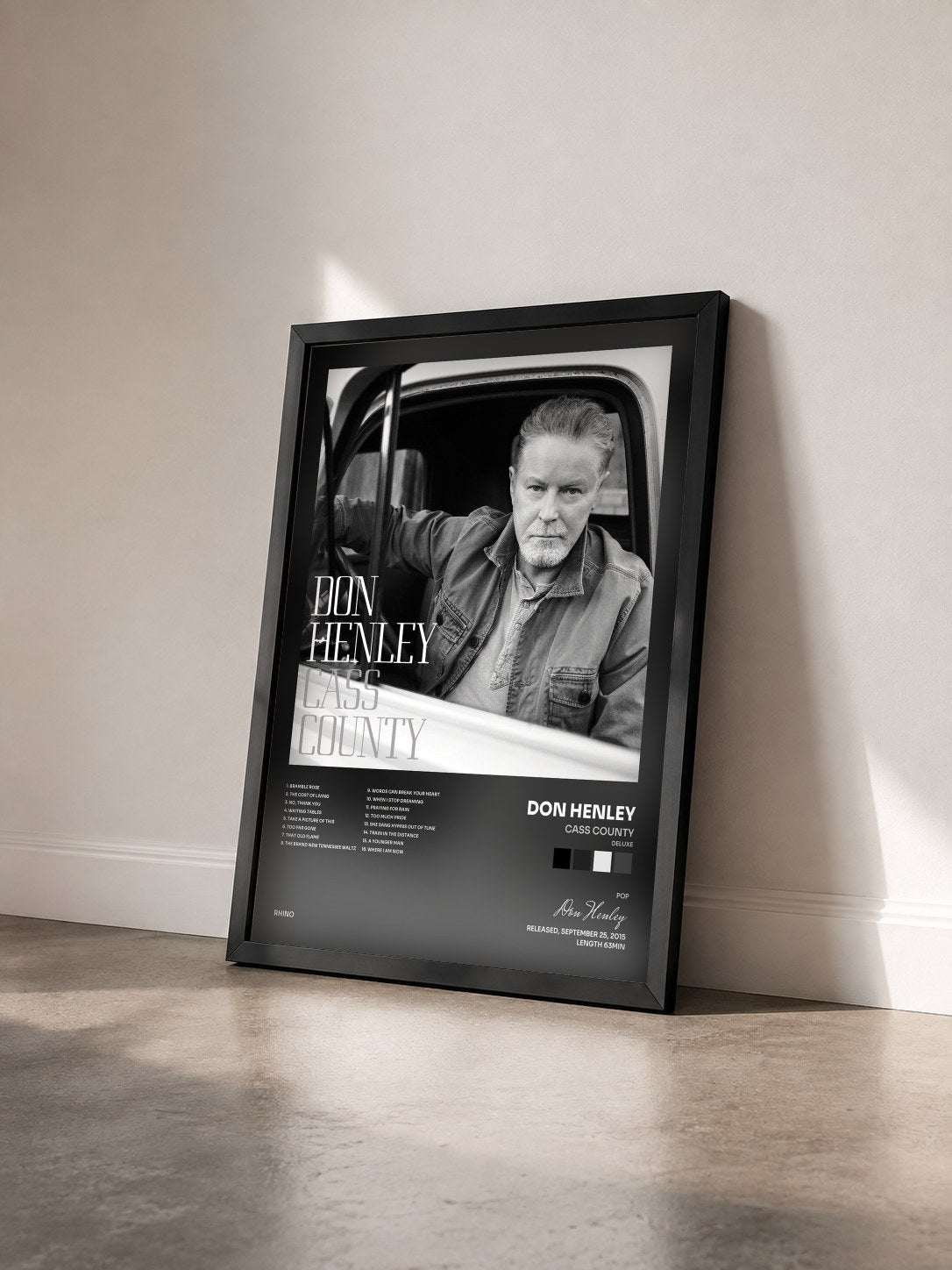 #noir Tableau de l'album Cass County (Deluxe) de Don Henley vu de trois quarts, cadre noir