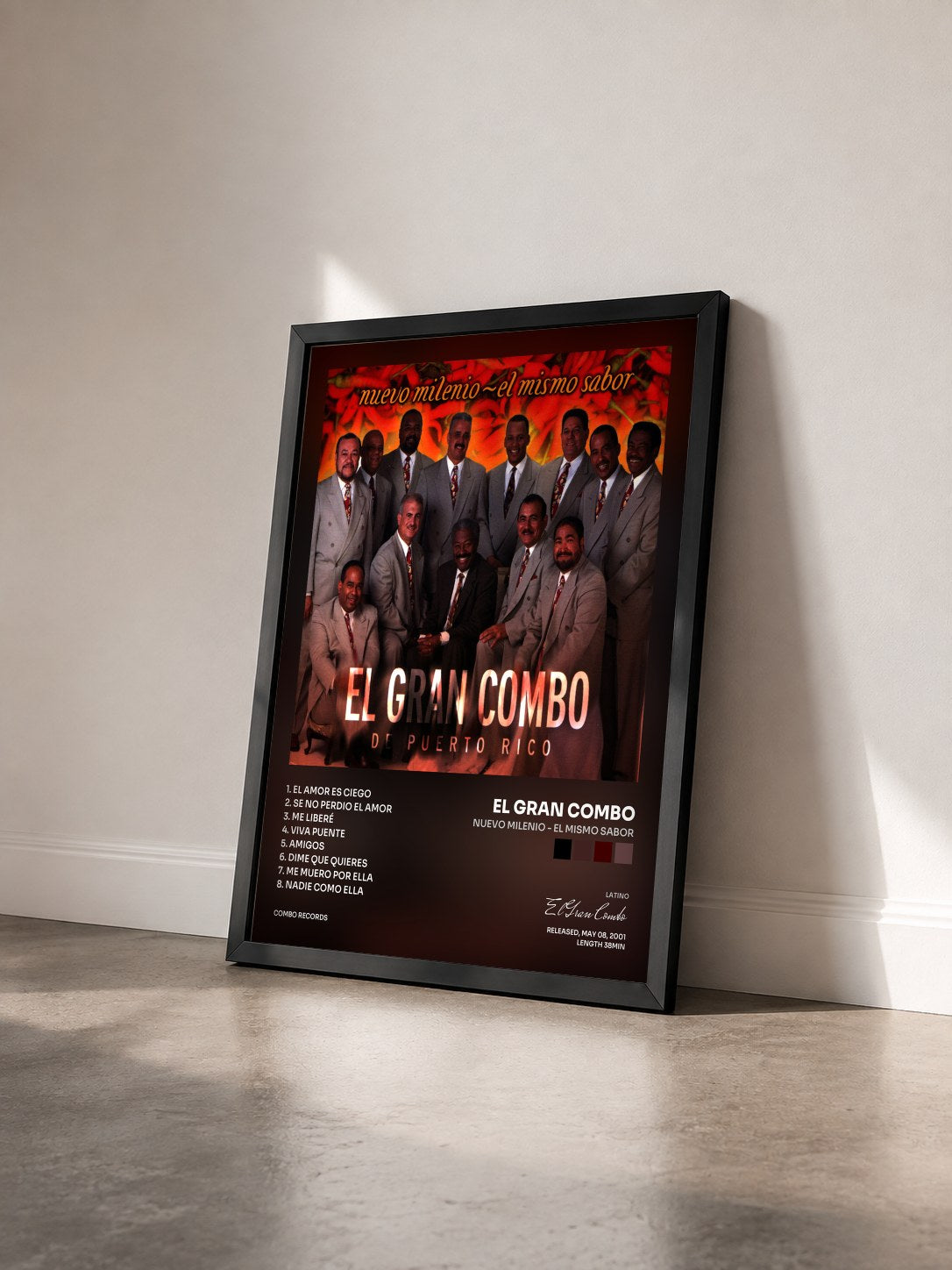 #noir Tableau de l'album Nuevo Milenio - El Mismo Sabor de El Gran Combo vu de trois quarts, cadre noir