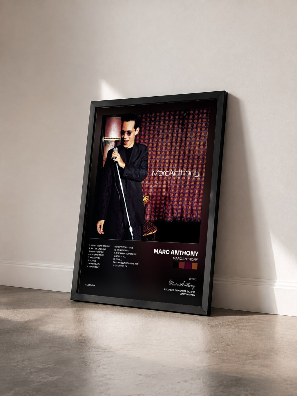 #noir Tableau de l'album Marc Anthony de Marc Anthony vu de trois quarts, cadre noir