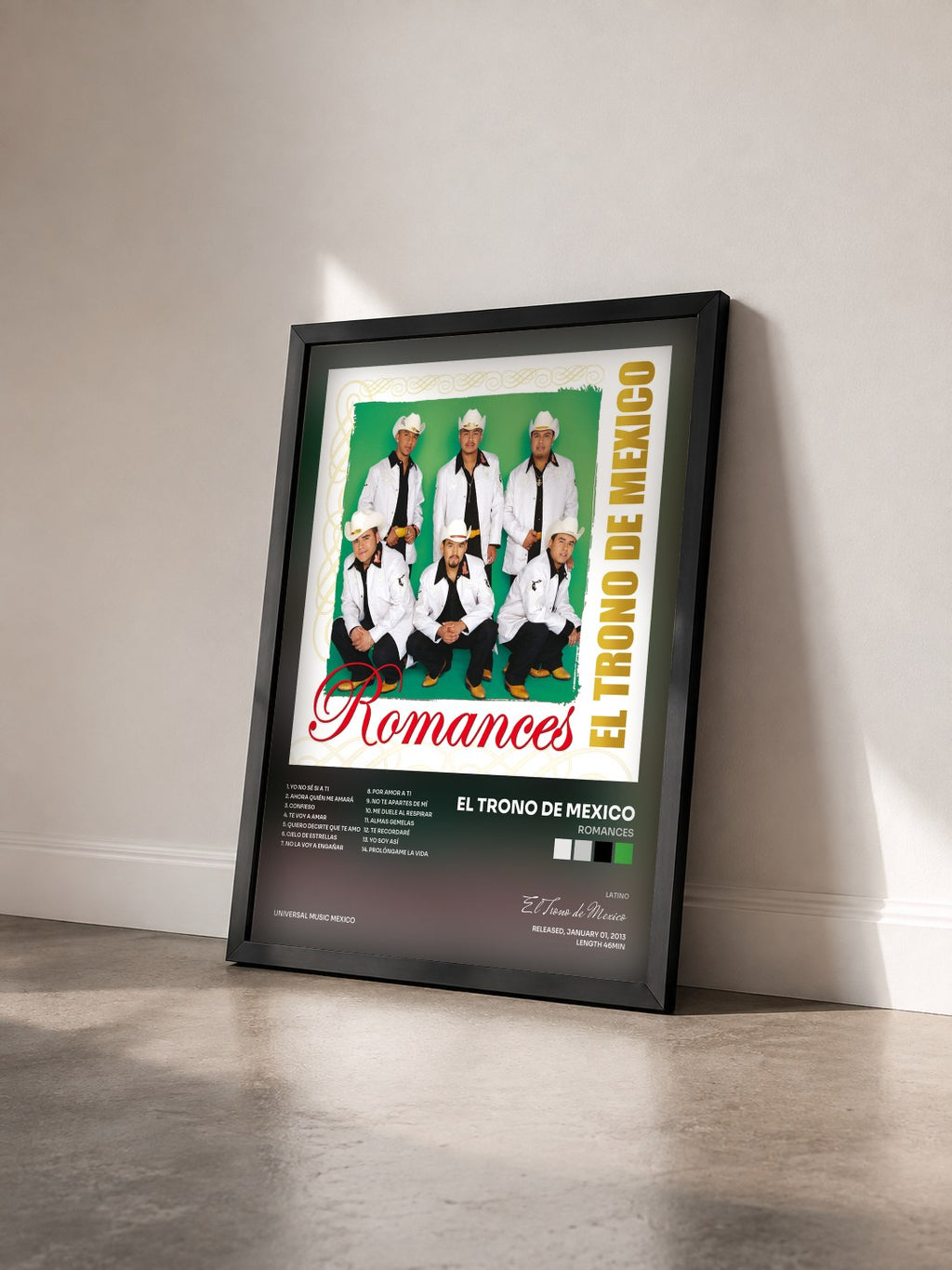 #noir Tableau de l'album Romances de El Trono de Mexico vu de trois quarts, cadre noir