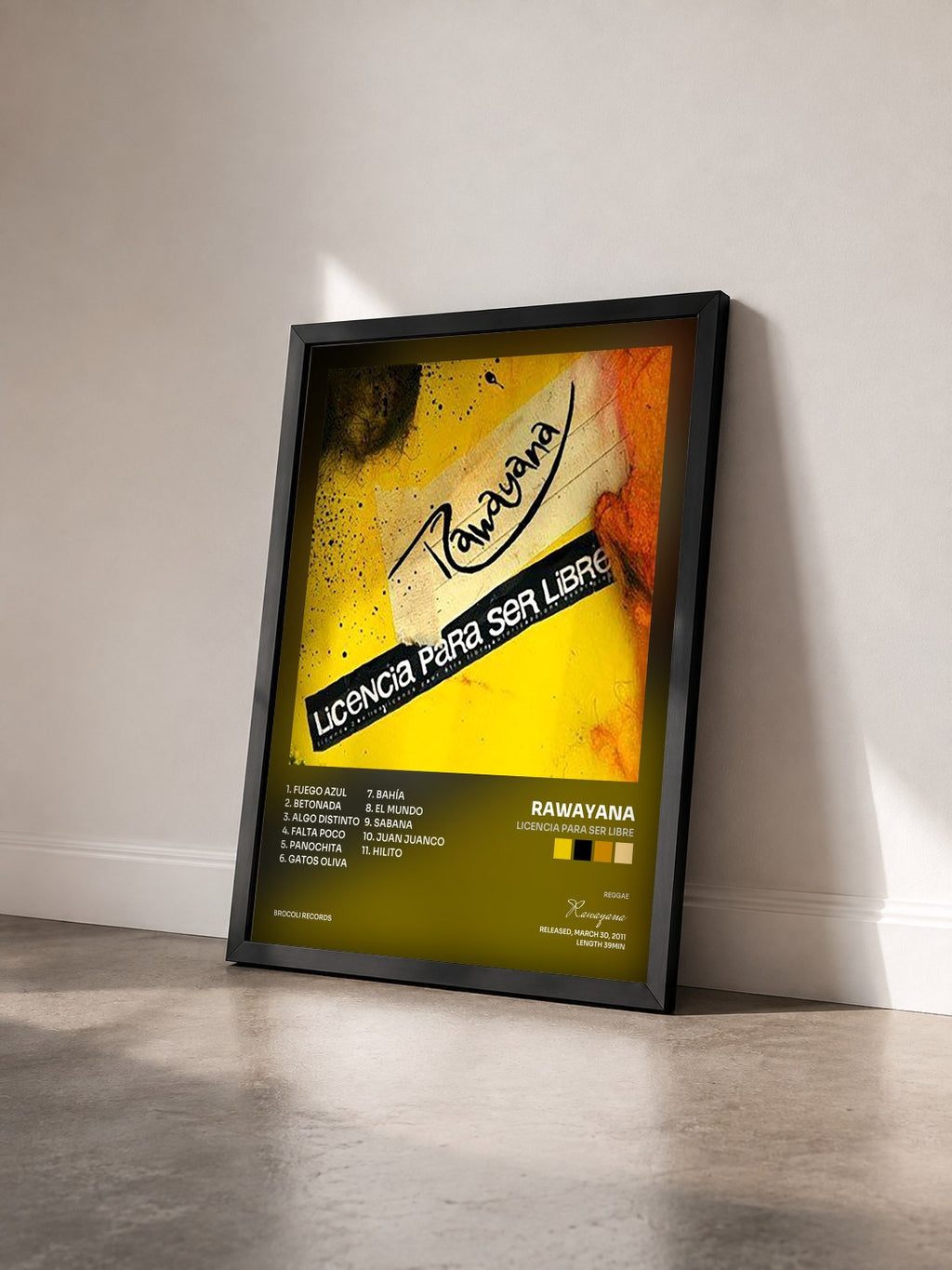 #noir Tableau de l'album Licencia Para Ser Libre de Rawayana vu de trois quarts, cadre noir