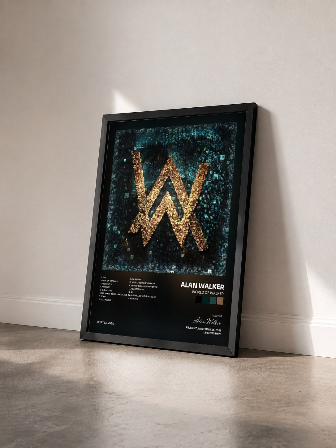 #noir Tableau de l'album World Of Walker de Alan Walker vu de trois quarts, cadre noir