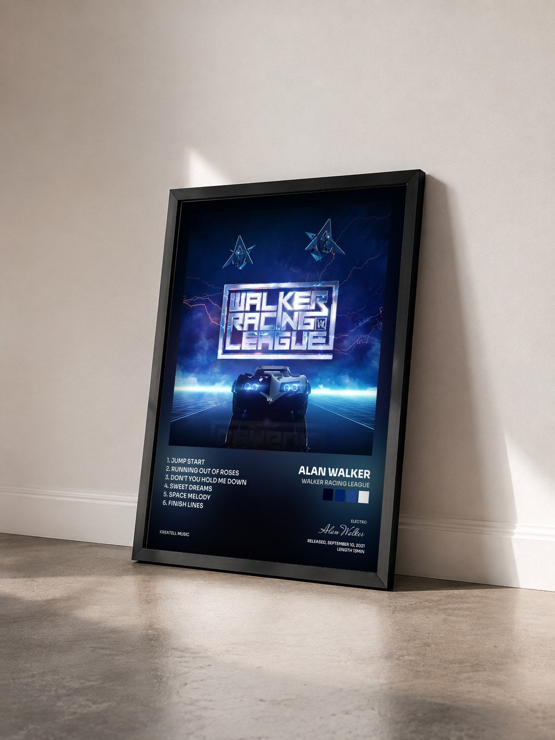#noir Tableau de l'album Walker Racing League de Alan Walker vu de trois quarts, cadre noir