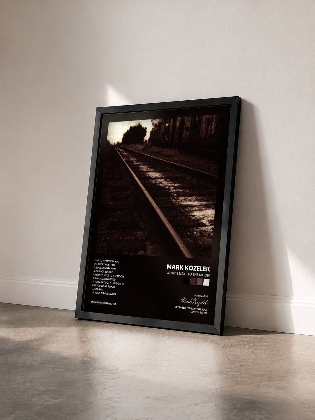 #noir Tableau de l'album What's Next To The Moon de Mark Kozelek vu de trois quarts, cadre noir