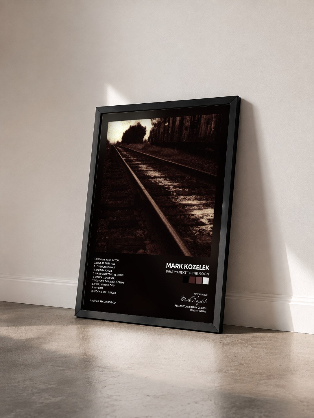 #noir Tableau de l'album What's Next To The Moon de Mark Kozelek vu de trois quarts, cadre noir