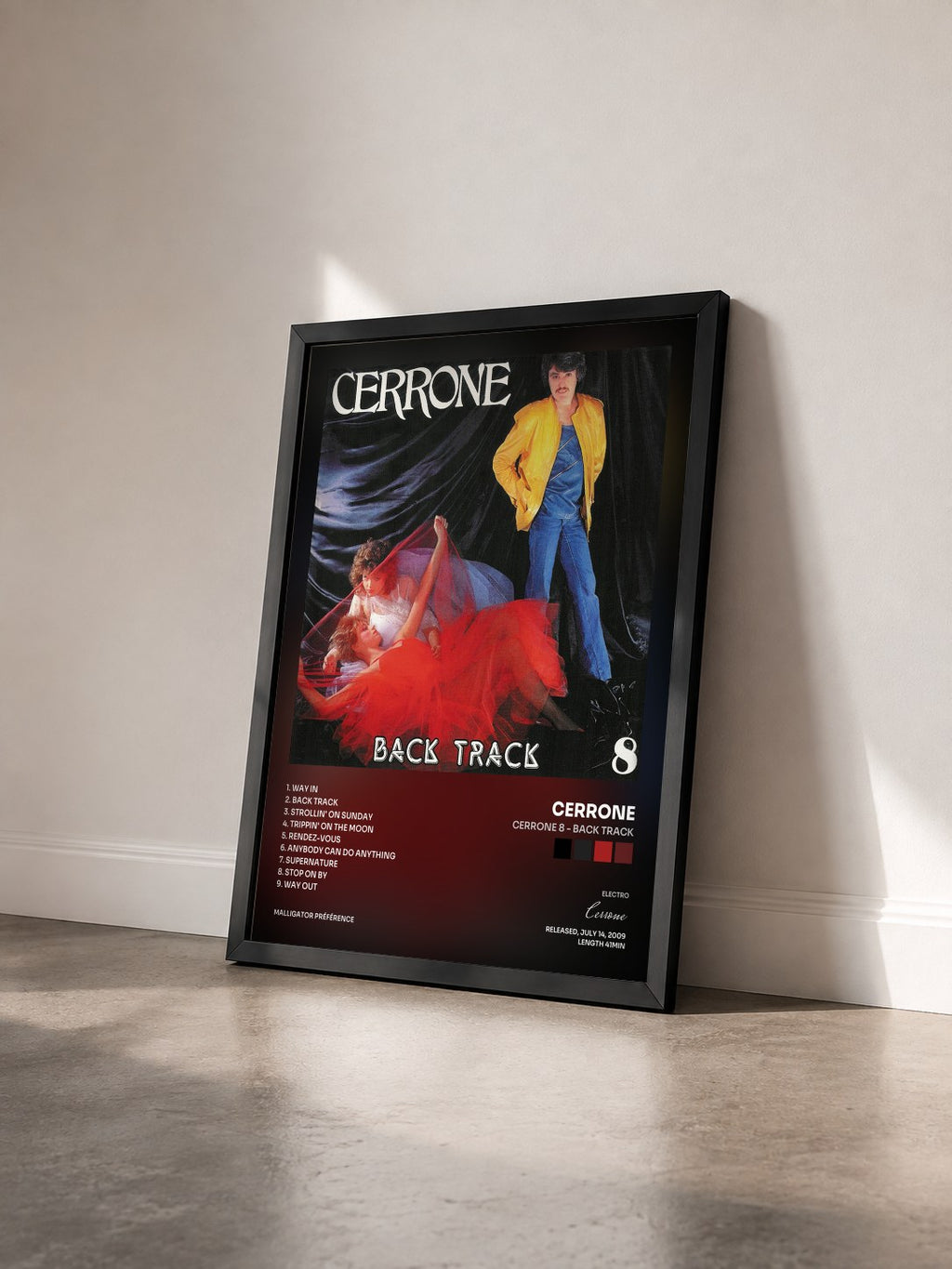 #noir Tableau de l'album Cerrone 8 - Back Track de Cerrone vu de trois quarts, cadre noir