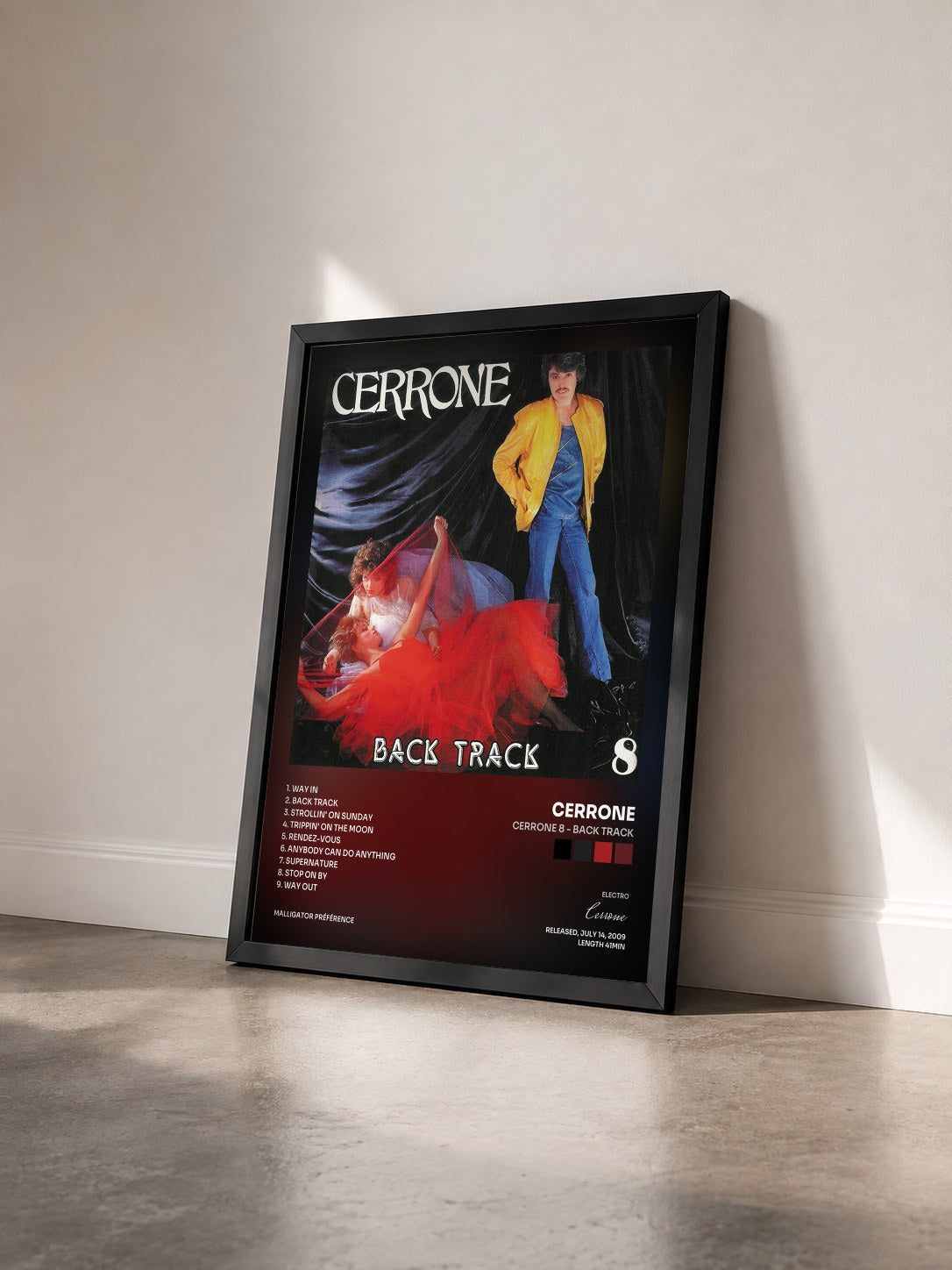#noir Tableau de l'album Cerrone 8 - Back Track de Cerrone vu de trois quarts, cadre noir