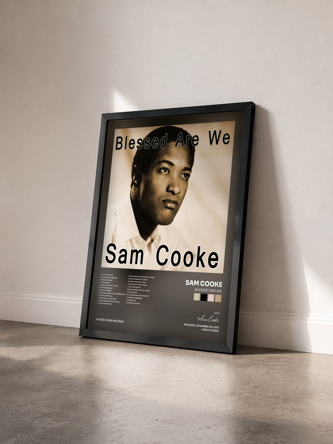 #noir Tableau de l'album Blessed Are We de Sam Cooke vu de trois quarts, cadre noir