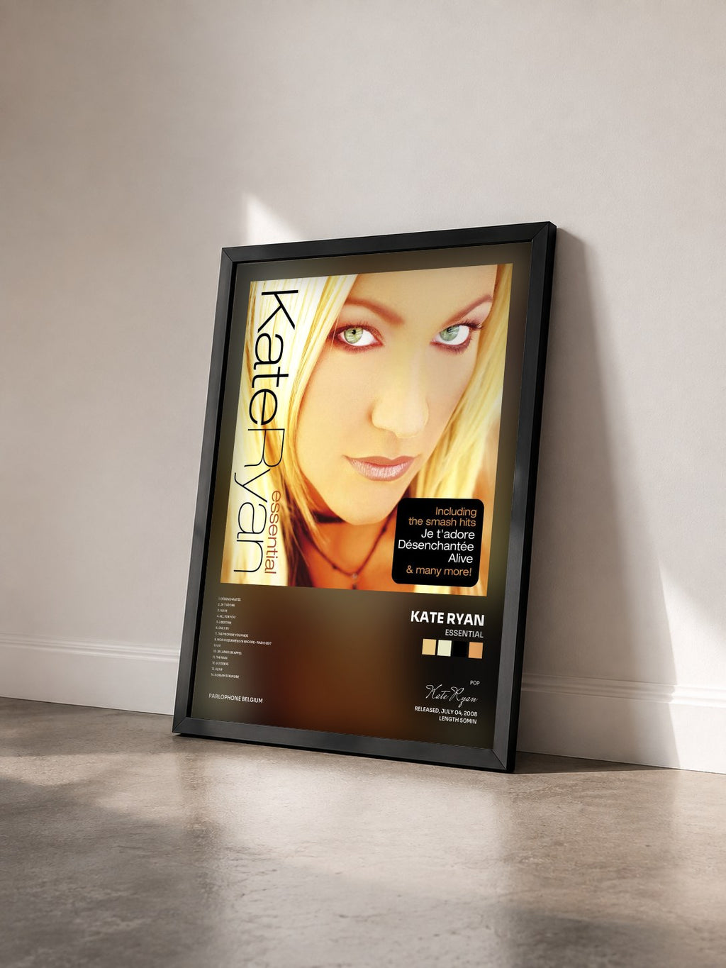 #noir Tableau de l'album Essential de Kate Ryan vu de trois quarts, cadre noir