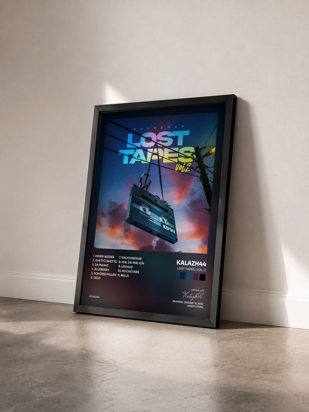 #noir Tableau de l'album Lost Tapes, Vol. 2 de Kalazh44 vu de trois quarts, cadre noir