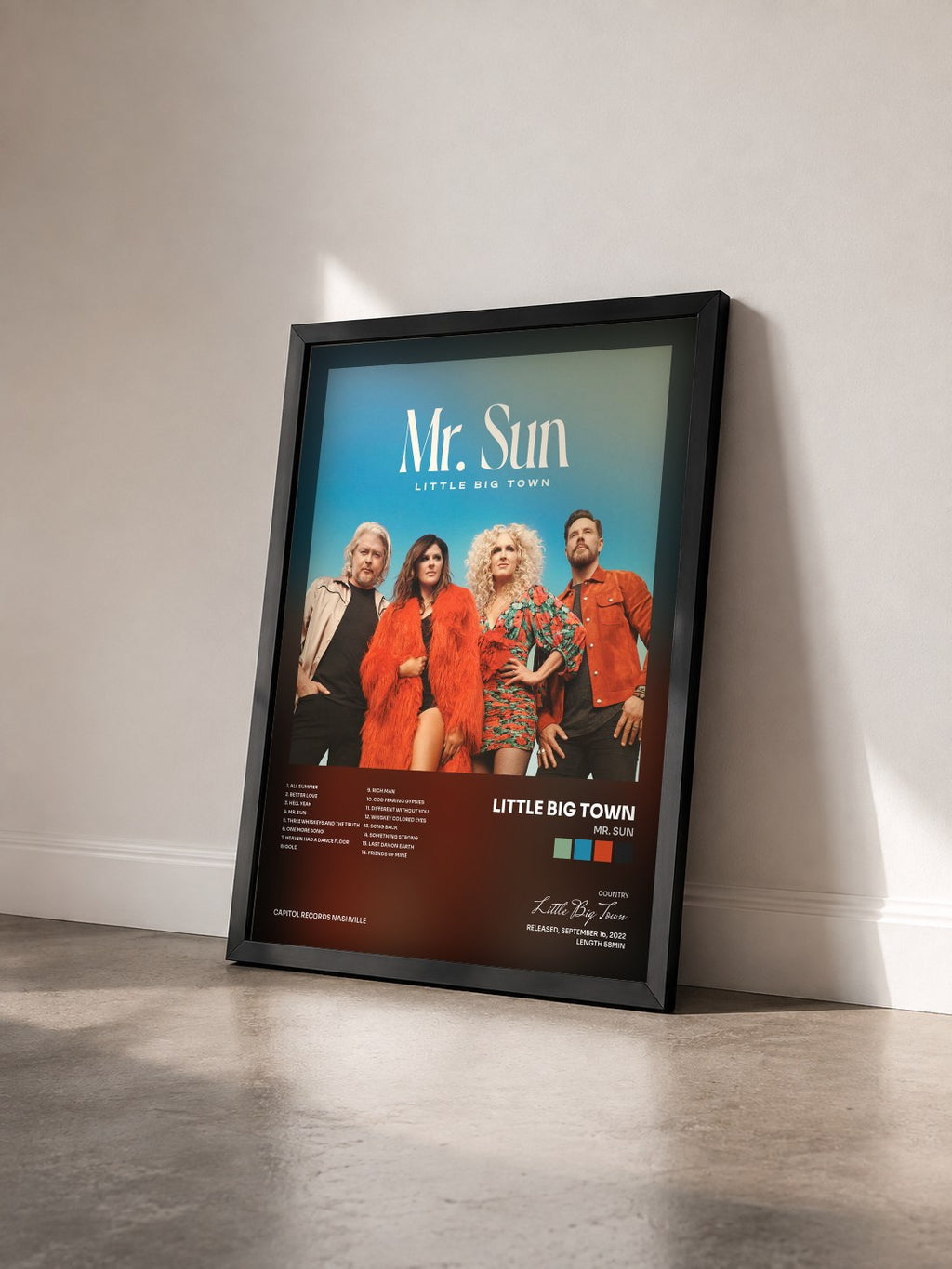 #noir Tableau de l'album Mr. Sun de Little Big Town vu de trois quarts, cadre noir