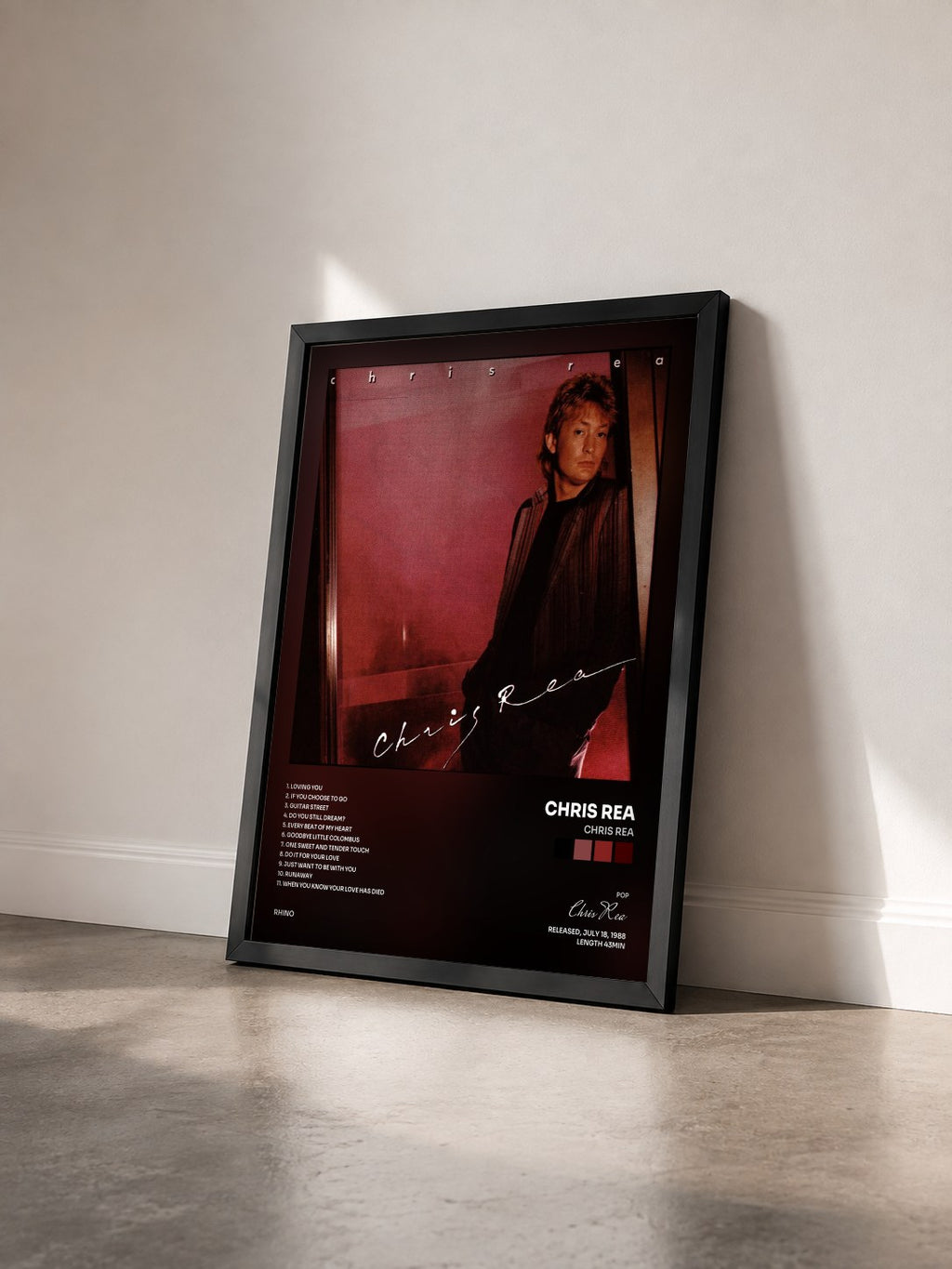 #noir Tableau de l'album Chris Rea de Chris Rea vu de trois quarts, cadre noir