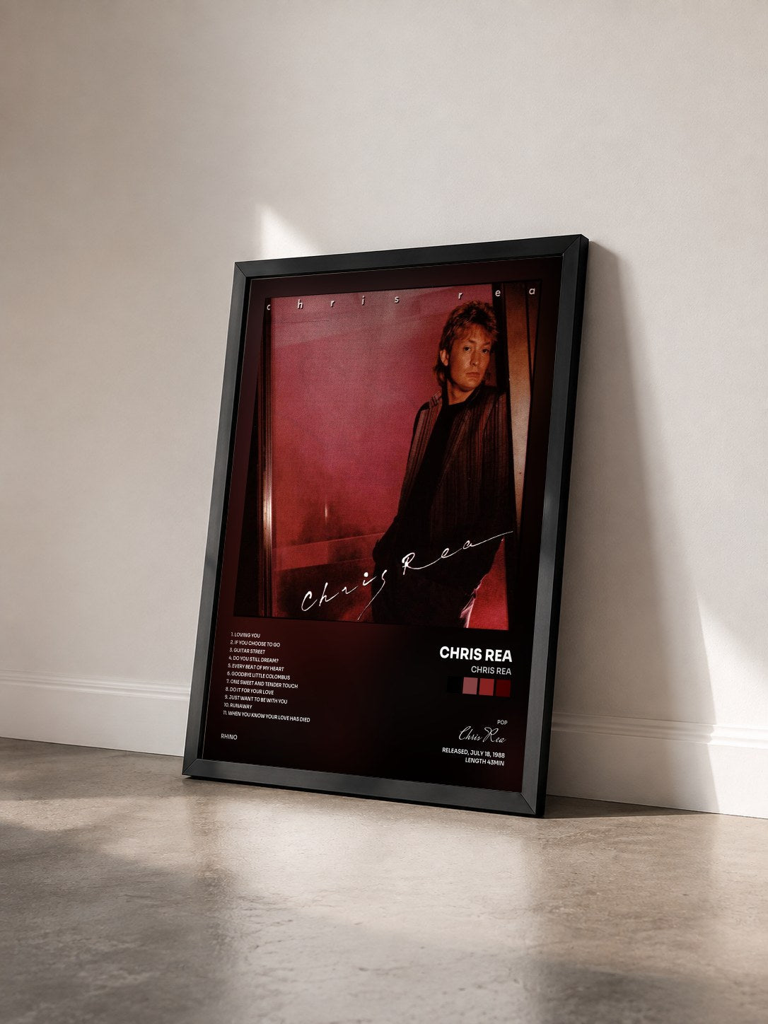 #noir Tableau de l'album Chris Rea de Chris Rea vu de trois quarts, cadre noir