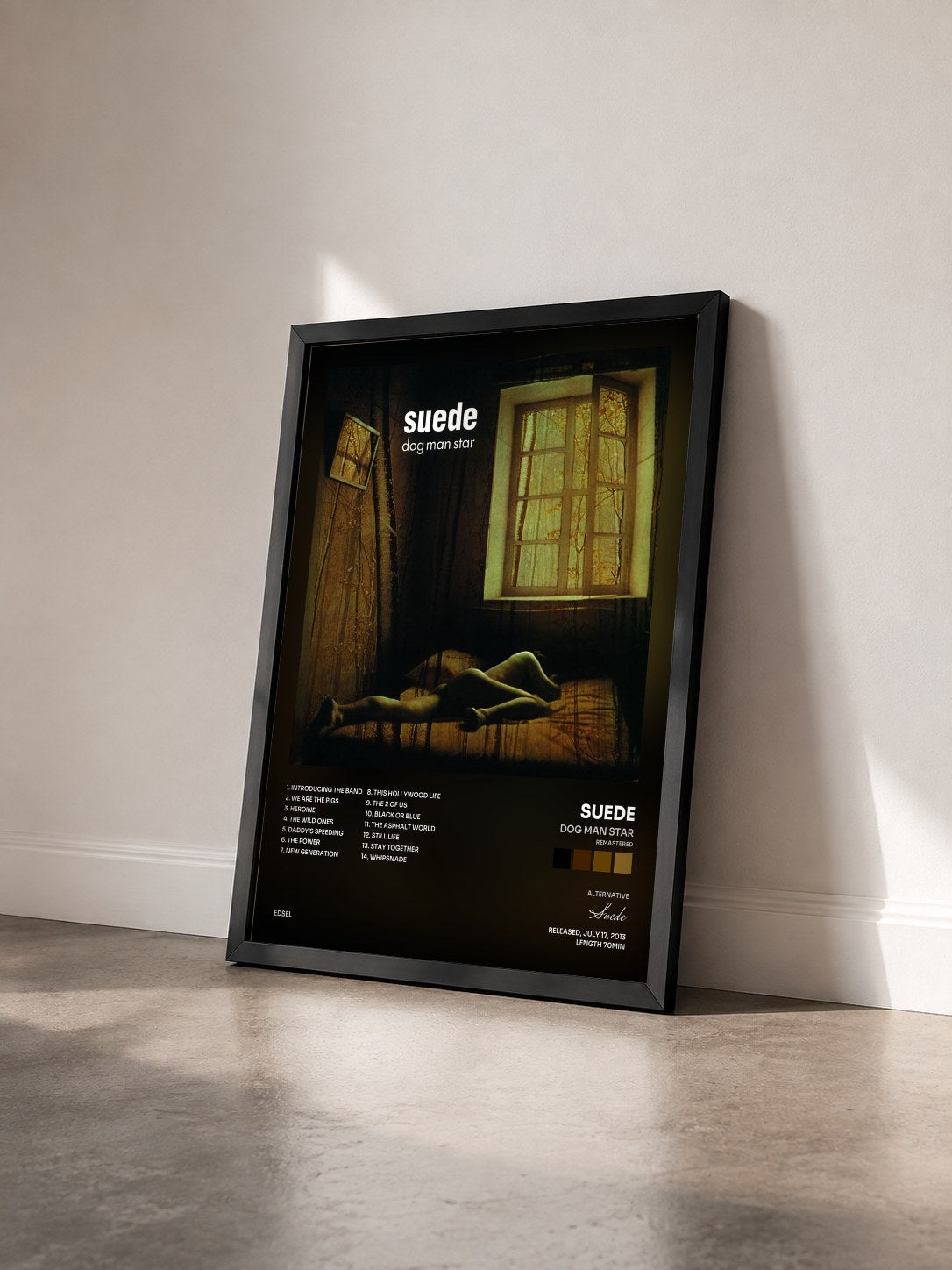 #noir Tableau de l'album Dog Man Star (Remastered) de Suede vu de trois quarts, cadre noir