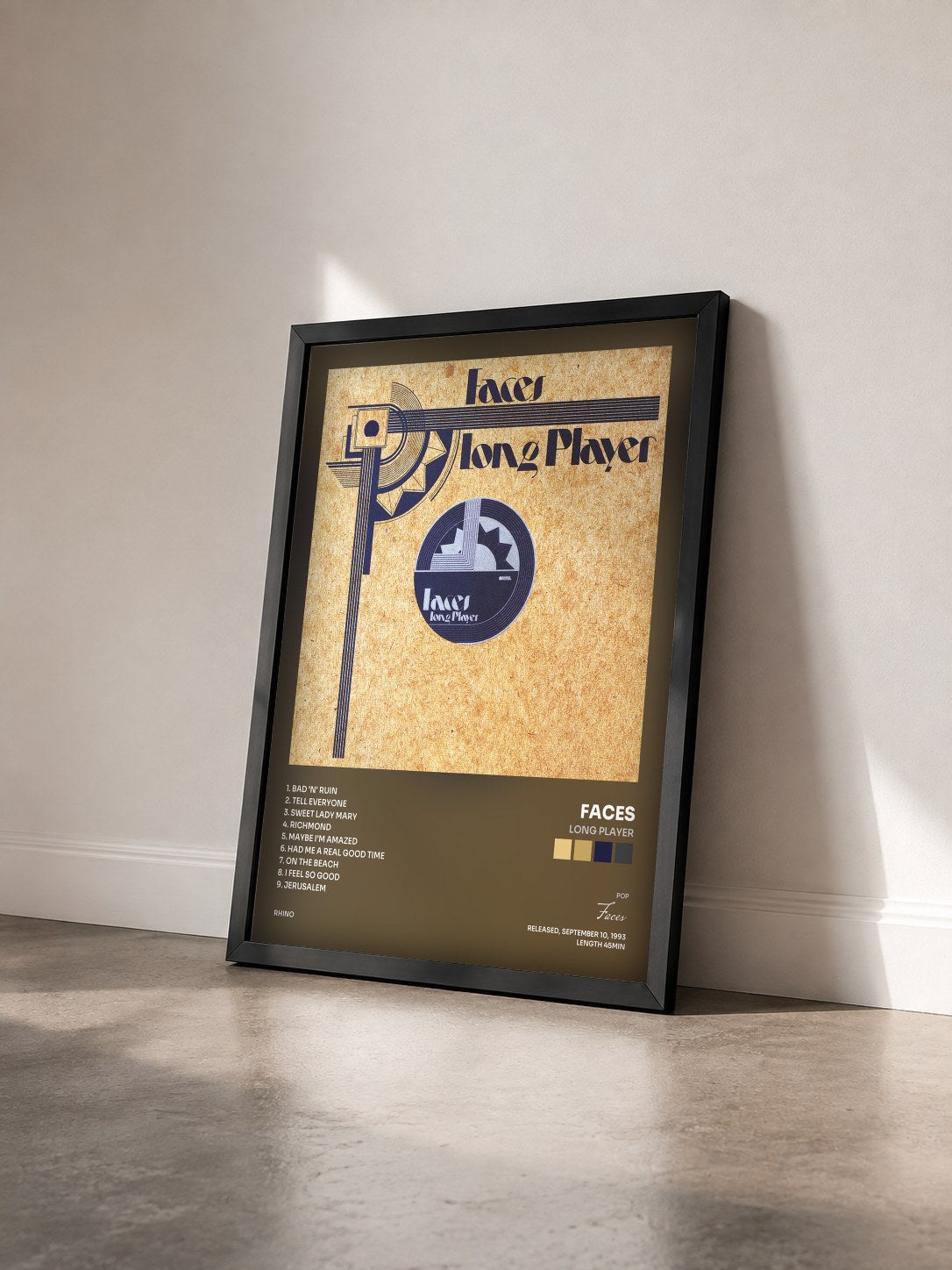 #noir Tableau de l'album Long Player de Faces vu de trois quarts, cadre noir