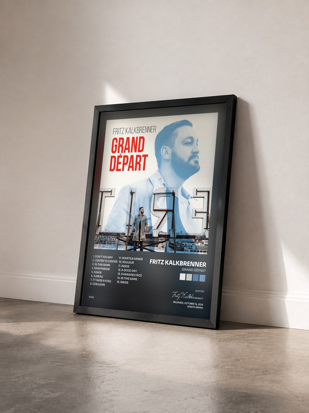 #noir Tableau de l'album Grand Départ de Fritz Kalkbrenner vu de trois quarts, cadre noir