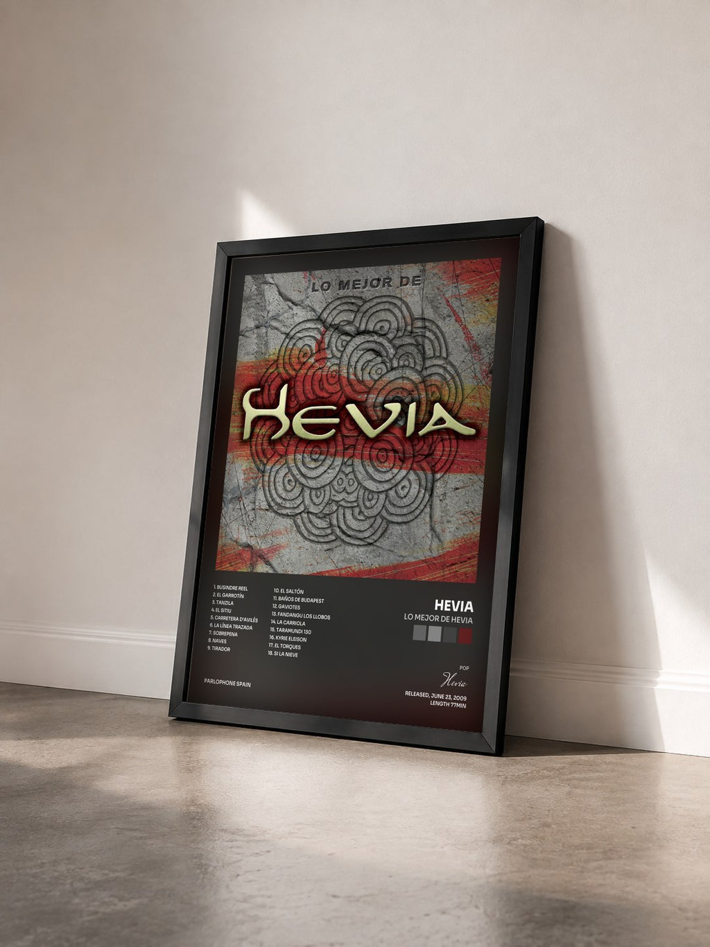 #noir Tableau de l'album Lo Mejor De Hevia de Hevia vu de trois quarts, cadre noir