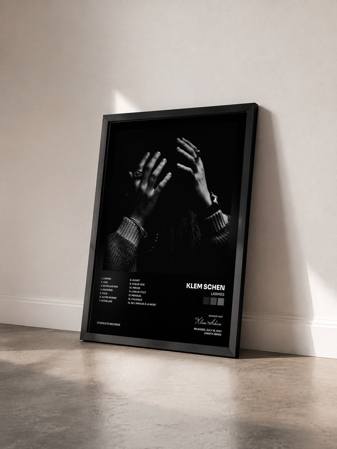 #noir Tableau de l'album Larmes de Klem Schen vu de trois quarts, cadre noir