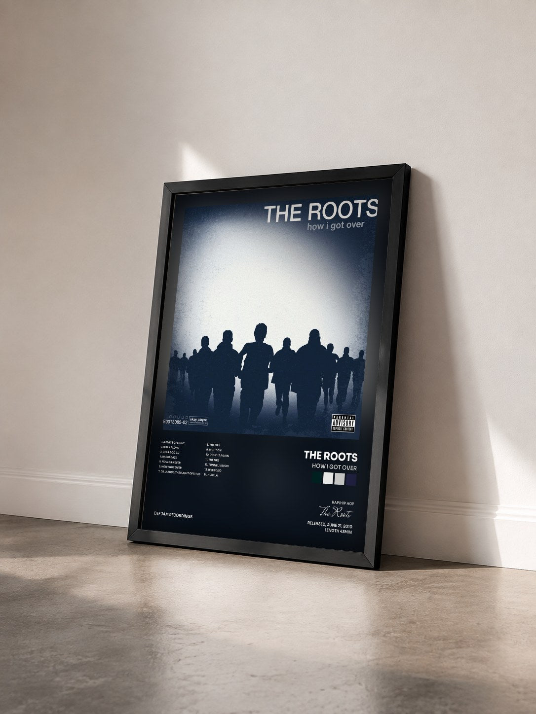 #noir Tableau de l'album How I Got Over de The Roots vu de trois quarts, cadre noir